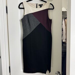 Gray , maroon, and black geometric shift dress